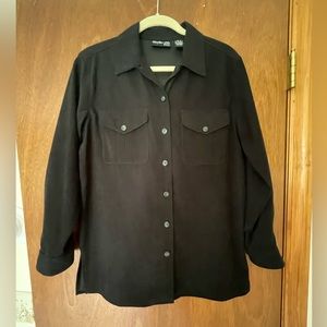 Petite Women’s Black Suede-like Blouse